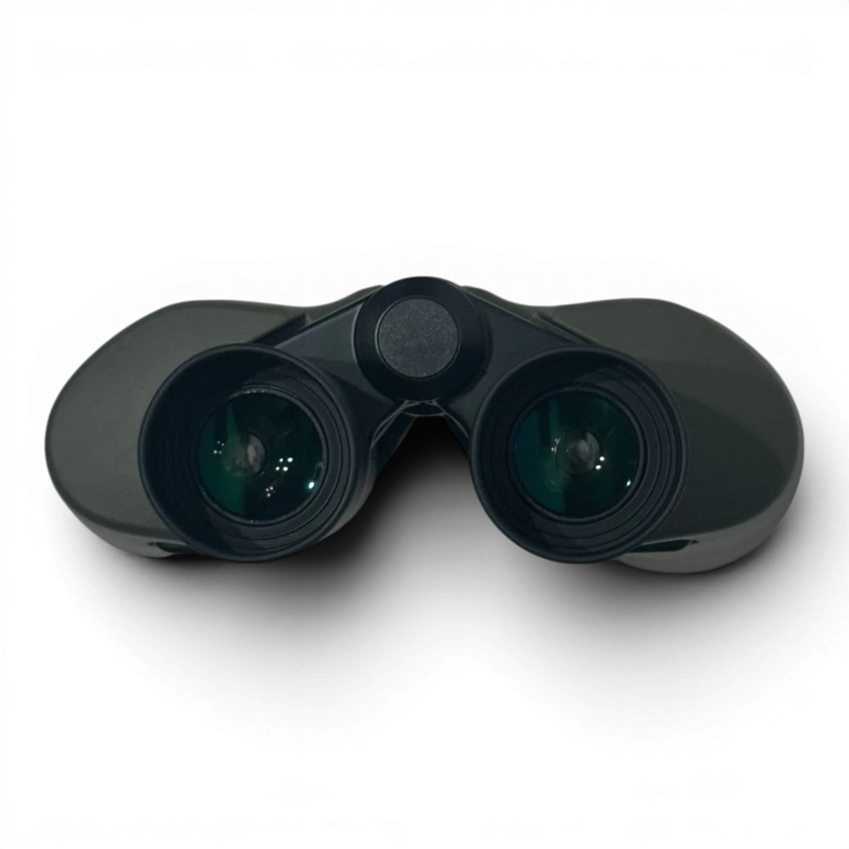 Binoklipood Kandar binoculars in dark grey with a central focus wheel and green-tinted lenses. Includes carrying case.