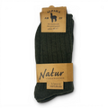 Binoklipood dark green ribbed Alpaca wool socks, 100% wool, size 44-47. Ideal for warmth and comfort.