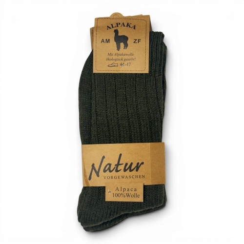 Binoklipood dark green ribbed Alpaca wool socks, 100% wool, size 44-47. Ideal for warmth and comfort.