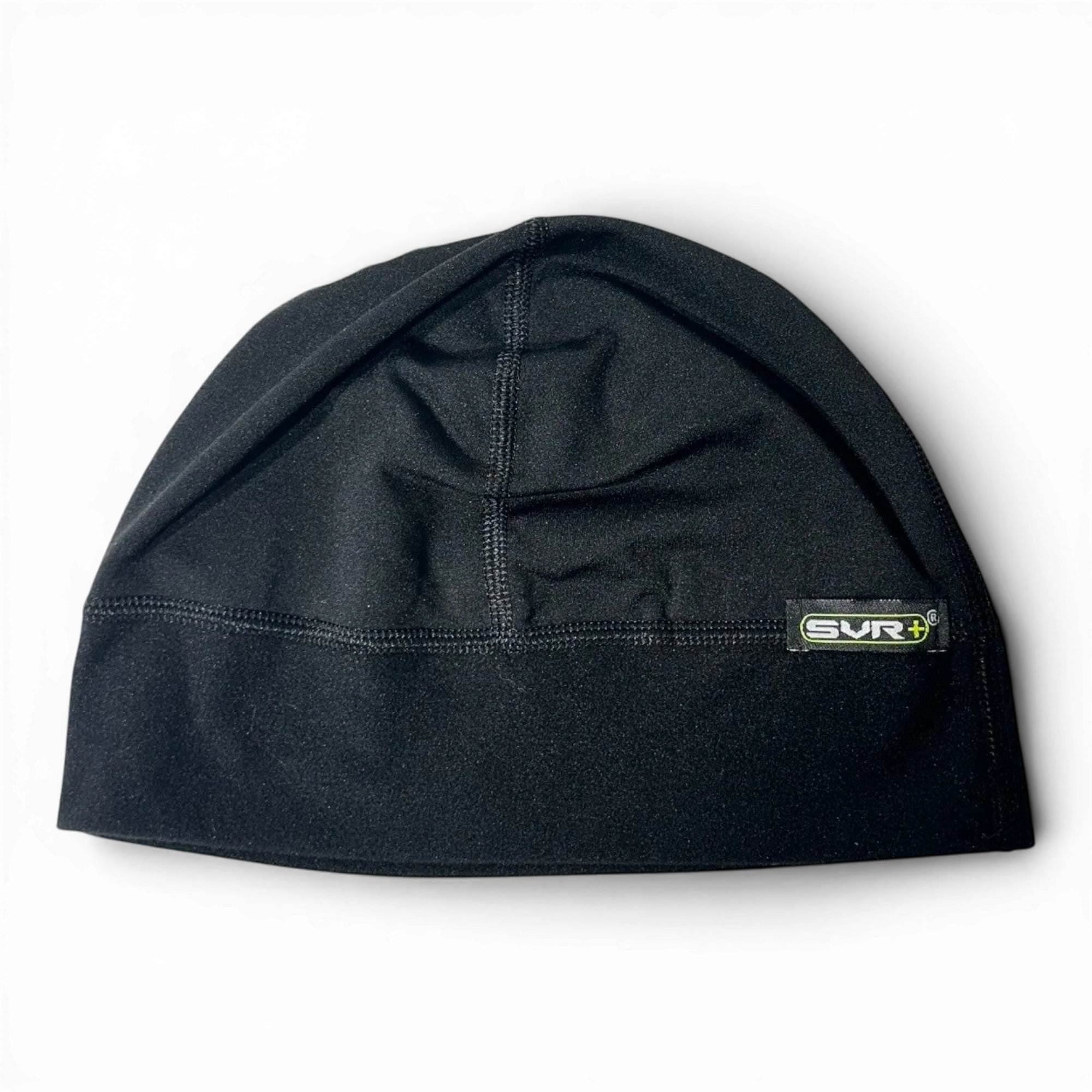 Binoklipood black moisture-wicking athletic skull cap beanie with flatlock seams and logo patch