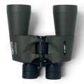 Binoklipood Kandar 10x50PSI binoculars in dark green with black lens caps and focus wheel.