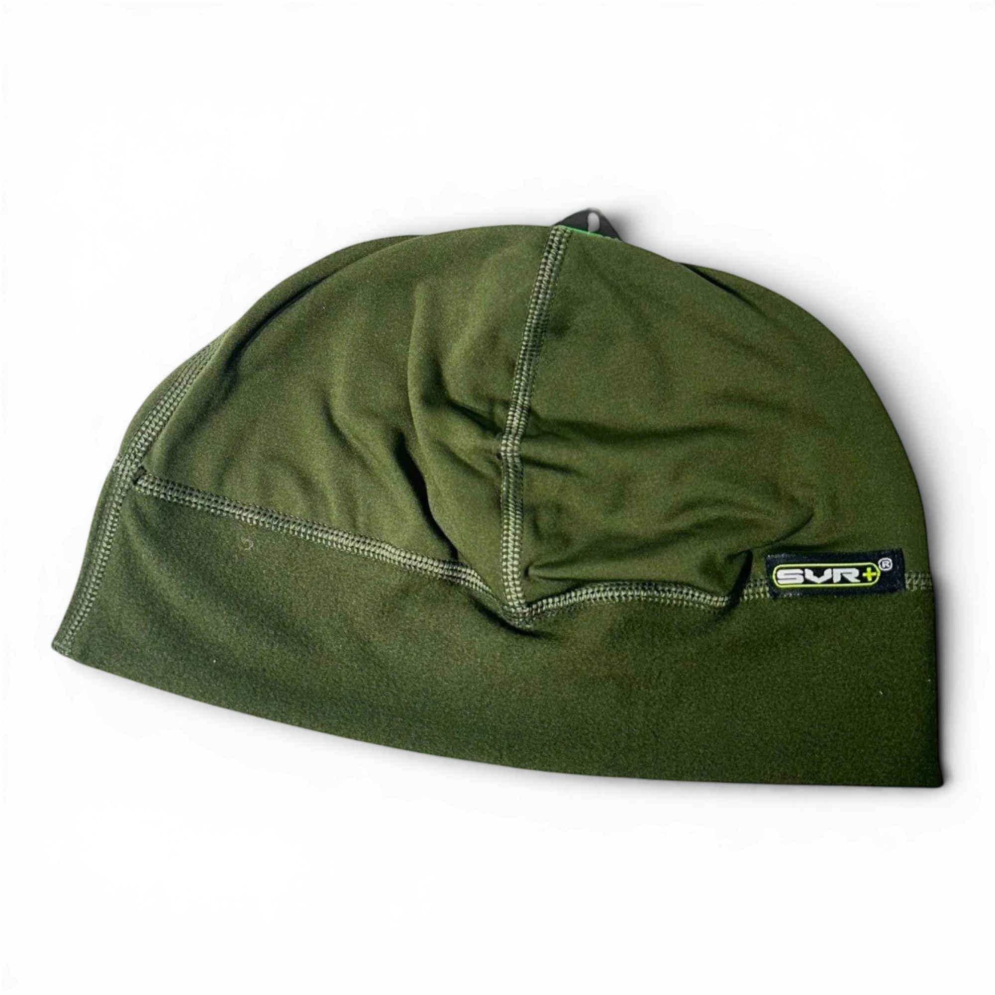 Binoklipood olive green moisture-wicking athletic skull cap beanie with flatlock stitching and logo patch