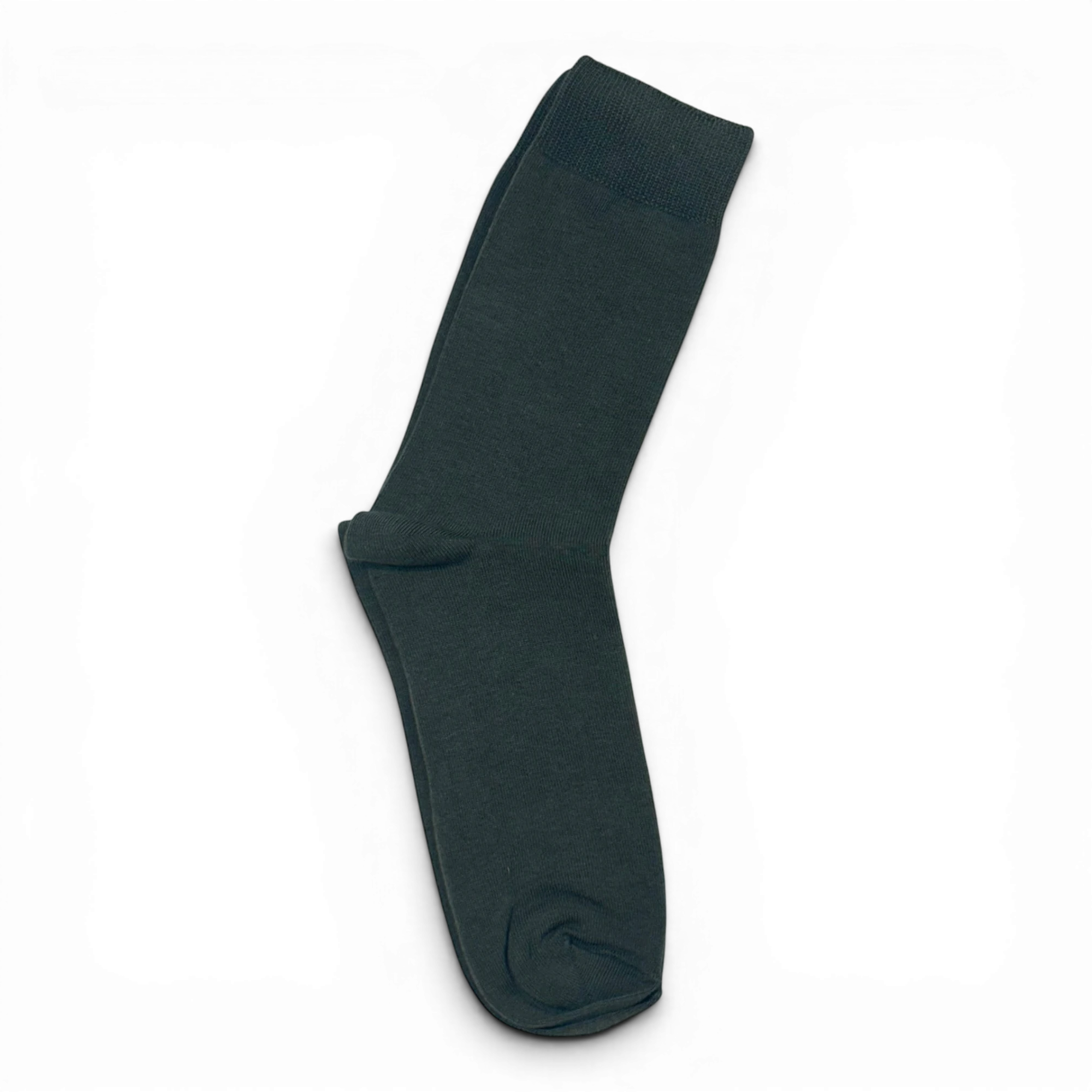 Binoklipood olive green crew socks made from natural fibers with a ribbed cuff for a secure fit.