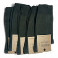 Binoklipood deep olive green crew socks made from 100% natural fibers with a ribbed cuff.