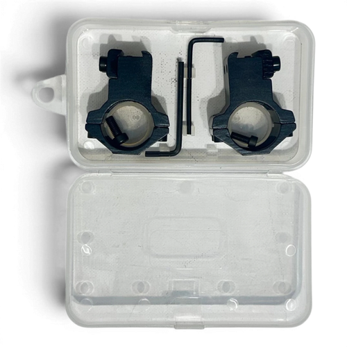 Binoklipood black aluminum scope ring mount set with Allen wrench in clear plastic case