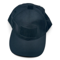 Binoklipood black tactical baseball cap with loop fastener patch on front and top, made of ripstop fabric.